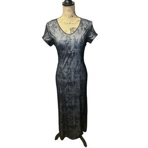 MY MICHELLE Vtg Style Y2K 90's Whimsigoth‎ Grunge Maxi Long Dress Black Vampy